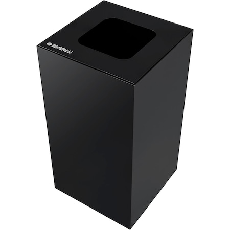 Global Industrial Square Recycling/Trash Can with Waste Lid, 32 Gallon, Black 641615WBK